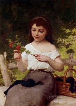  flores Lienzo - Una ramita de flores Realismo académico chica Emile Munier